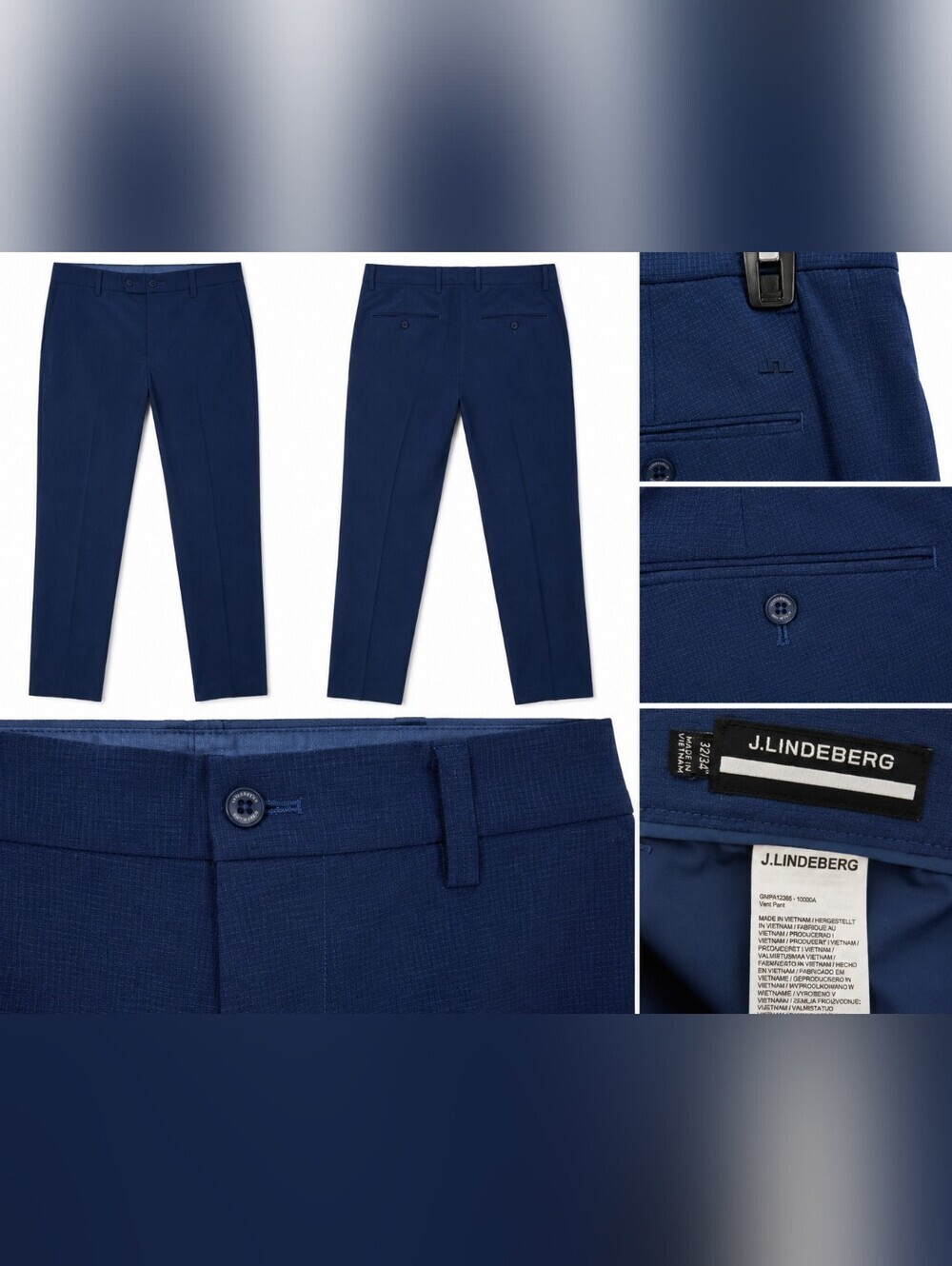 J.Lindeberg Vent Pant Men's 32x34 Blue Performance Golf Pants Slim Fit Stretch.